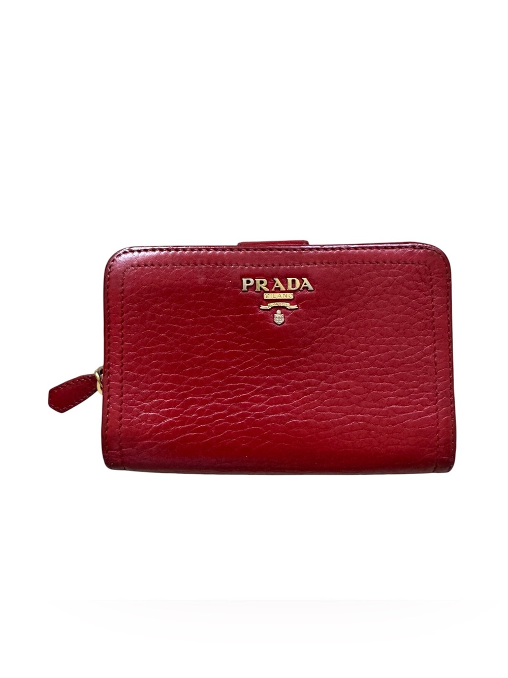 Prada Red Leather Zip Wallet